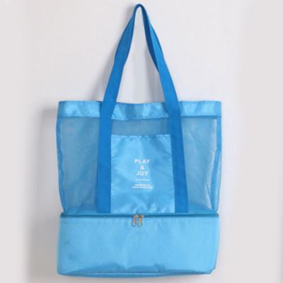 beach large mesh tote bag with insulated storage