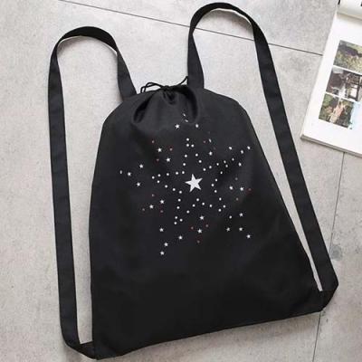 fashion black printed drawstring bags 