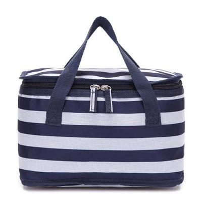 striped lunch bag